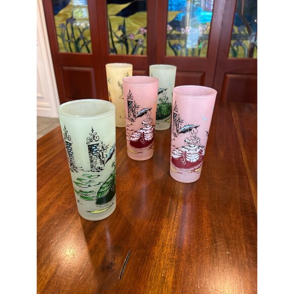Vintage Southern Belle Frosted Tom Collins Cocktail Glasses. - Picture 10 of 13
